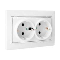 Plug-in basis Solera Europa erp60/2u Dubbel Sluiter Wit Ingebed, ingebouwd 250 V 16 A - thumbnail