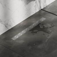 Douchegoot met standaard rooster en flens 7 x 80 RVS geborsteld - thumbnail