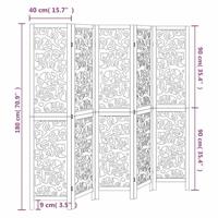 Kamerscherm met 5 panelen massief paulowniahout wit - thumbnail
