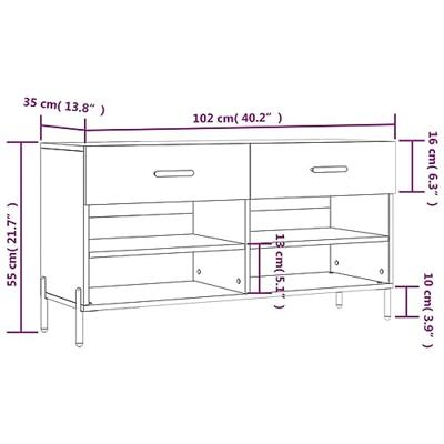 Schoenenbank 102x35x55 cm bewerkt hout sonoma eikenkleurig