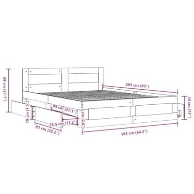 Bedframe met hoofdeinde zonder matras 160x200 cm wit