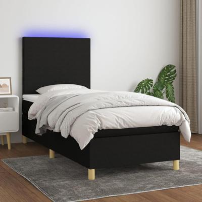 Boxspring met matras en LED stof zwart 90x190 cm