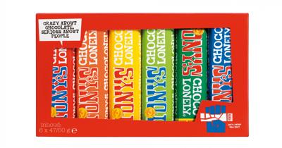 Tony&apos;s Chocolonely chocoladereep, 47/50g, 6 stuks, mix