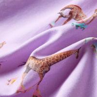 Kinderjurk met mouwen met ruches en trekkoord girafprint 92 lila - thumbnail