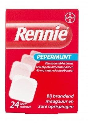 Rennie Pepermunt kauwtabletten bij brandend maagzuur Rennie Pepermunt kauwtabletten bij brandend maagzuur