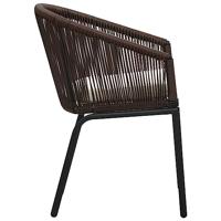 3-delige Bistroset met kussens PVC-rattan bruin - thumbnail