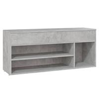 VidaXL Schoenenbank 105x30x45 cm bewerkt hout betongrijs - thumbnail