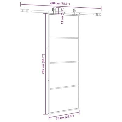 Schuifdeur met beslagset 76x205 cm ESG glas zwart