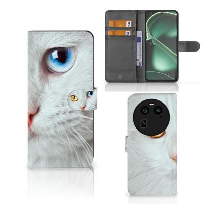 OPPO Find X6 | Telefoonhoesje | Met pasjeshouder | Witte Kat OPPO Find X6 | Telefoonhoesje | Met pasjeshouder | Witte Kat