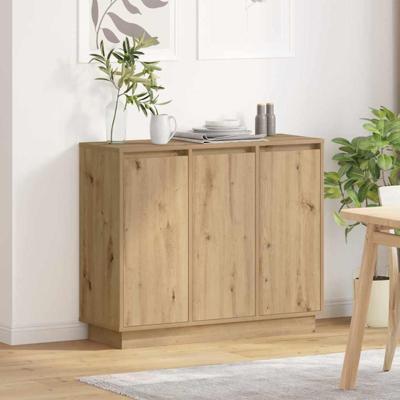 LED Sideboard Artisan Eiken 90 x 32 x 75 cm Bewerkt hout