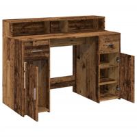 Bureau met LED-verlichting 120x55x91 cm bewerkt hout oud hout - thumbnail
