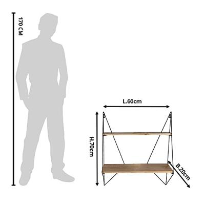 Clayre & Eef Wandrek 60x20x70 cm Zwart Ijzer Hout Muurrek