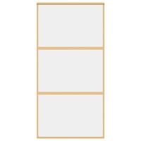 Schuifdeur 102,5x205 cm helder ESG-glas en aluminium goudkleur - thumbnail