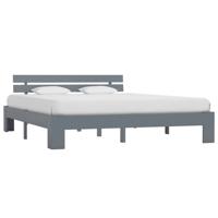 VidaXL Bedframe met hoofdbord massief grenenhout grijs 160x200 cm - thumbnail