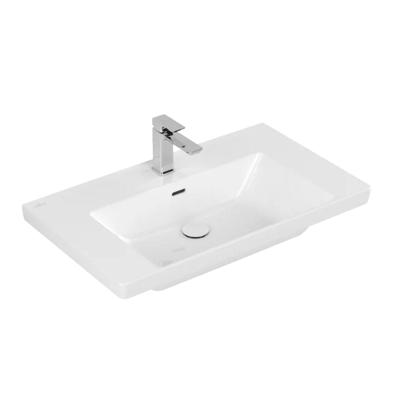 Wastafel Villeroy & Boch Subway 3.0 Met CeramicPlus 1 Kraangat Met Overloop 80x47x16.5 cm Wit Alpin