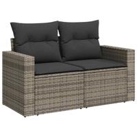 9-delige Loungeset met kussens poly rattan grijs - thumbnail