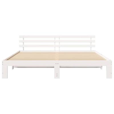 Bedframe met hoofdbord Wit 180x200 cm van Massief Grenenhout Bedframe met hoofdbord Wit 180x200 cm van Massief Grenenhout