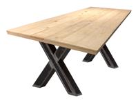 Artistiq Eettafel 'Alieke' Met zwarte X-poot, Mangohout, 180 x 100cm - thumbnail