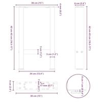Salontafelpoten 2 st 38x(42-43) cm staal zwart - thumbnail