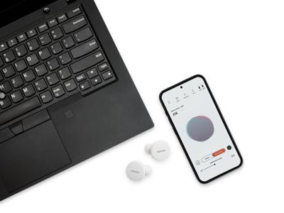 Denon PerL echte draadloze oordopjes, gepersonaliseerd geluidsprofiel, ruisonderdrukkende oordopjes, waterbestendige oortelefoons, met ingebouwde microfoons en lange levensduur van de batterij - wit