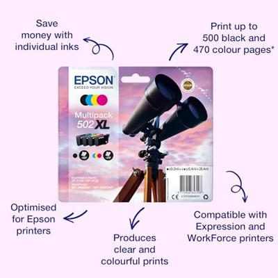 Epson inktcartridge 502XL, 470 - 550 pagina's, OEM C13T02W64010, 4 kleuren Epson inktcartridge 502XL, 470 - 550 pagina's, OEM C13T02W64010, 4 kleuren