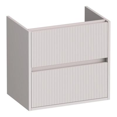 Brauer Adore Wavy - Onderkast Ondiep - 60 cm - met 2 Softclose Lades Greeploos en 1 Sifon Uitsparing - Mat Zand