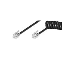 Goobay 68002 telefoonkoptelefoon spiraalkabel, platte kabel met RJ10-stekker (4P4C) naar RJ10-stekker (4P4C); zwart; 4 meter - thumbnail