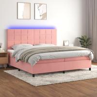 Boxspring met matras en LED fluweel roze 200x200 cm - thumbnail