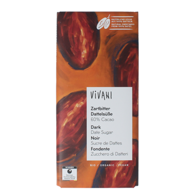 Vivani Dark Date Sugar 60% Cacao Chocolate Vivani Dark Date Sugar 60% Cacao Chocolate