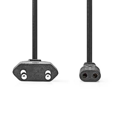 Nedis Stroomkabel | Euro Male | IEC-320-C1 | Recht | Recht | Vernikkeld | 2.00 m | Rond | ABS / PVC | Zwart | Label - CEGL11060BK20