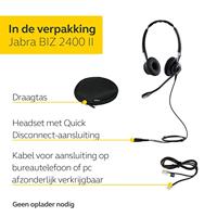 Jabra Biz 2400 II QD On-Ear Stereo Headset met snelkoppeling - Lichtgewicht Ultra Noise Cancelling Kabel-hoofdtelefoon met HD Voice en hoofdkussen voor tafeltelefoons - thumbnail