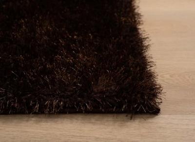 Tapeso Vierkant hoogpolig vloerkleed velvet - Posh donkerbruin -