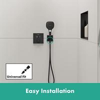 Hansgrohe FixFit E muuraansluitbocht met handdouchehouder, mat zwart - thumbnail