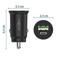 Ansmann InCar Charger CC230PD USB-oplader 30 W 1x USB-A, 1x USB-C USB PD Zwart Auto, Vrachtwagen - thumbnail