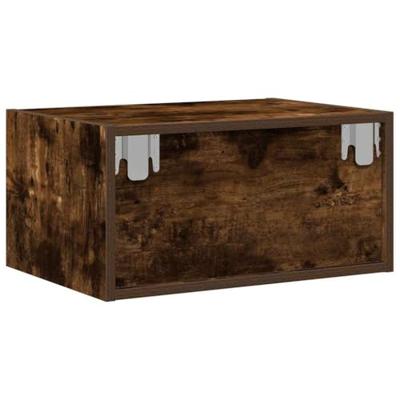 Nachtkastje met LED's wandgemonteerd gerookt eikenkleurig Nachtkastje met LED's wandgemonteerd gerookt eikenkleurig