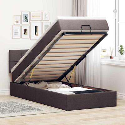 Ottoman bed met matras en LED's 120x190 cm stof donkerbruin