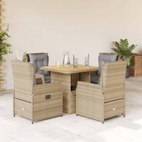 5-delige Tuinset met kussens poly rattan beige - thumbnail