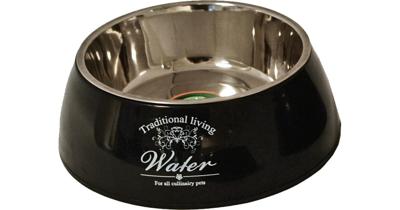 Hondeneetbak plastic/RVS water/food 14 cm zwart Eet-en-drinkbakken-hond Gebr. de Boon - Gebr de boon