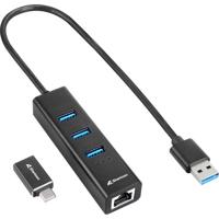 Sharkoon 3-Port USB 3.2 Gen 1 Aluminium + Gigabit LAN dockingstation - thumbnail