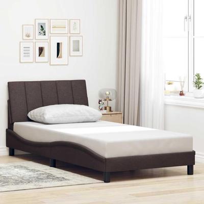Bedframe zonder matras "Hanko" 100x200 cm stof donkerbruin