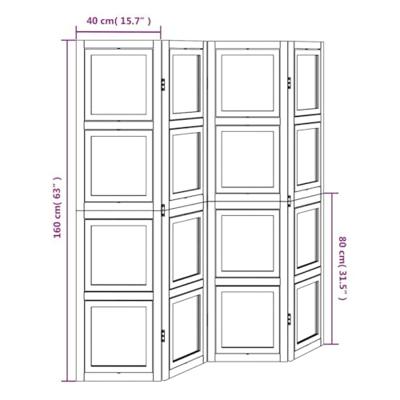 Kamerscherm met 4 panelen massief paulowniahout wit Kamerscherm met 4 panelen massief paulowniahout wit