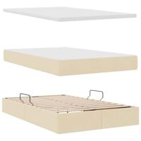Opbergbed met matras met matras Crème 120 x 200 cm Bewerkt hout - thumbnail