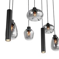 Steinhauer Hanglamp reflexion L 140 cm B 25 cm 9 lichts 3796 zwart - thumbnail