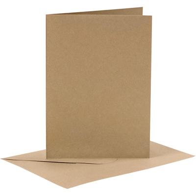 Creativ Company Kaarten en enveloppen, afmeting kaart 10,5x15 cm, afmeting envelop 11,5x16,5 cm, 110+230 gr, naturel, 6 set/ 1 doos