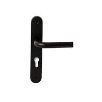 Hardbrass Deurkruk Oslo op ovaal langschild profielcilindergat 72mm - zwart - thumbnail