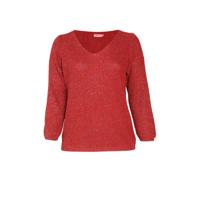 Paprika gebreide trui met glitters rood/zilver - thumbnail