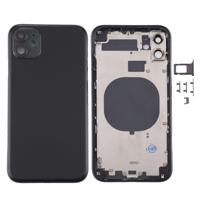 Back Housing Cover met SIM Card Tray & Side keys & Camera Lens voor iPhone 11(Zwart) - thumbnail