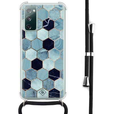Samsung Galaxy S20 FE hoesje met koord - Blue cubes