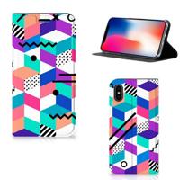 Apple iPhone X | Xs Stand Case Blokken Kleurrijk - thumbnail