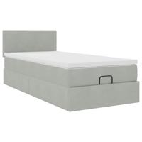 Ottoman bed met matras 90x200cm fluweel lichtgrijs - thumbnail